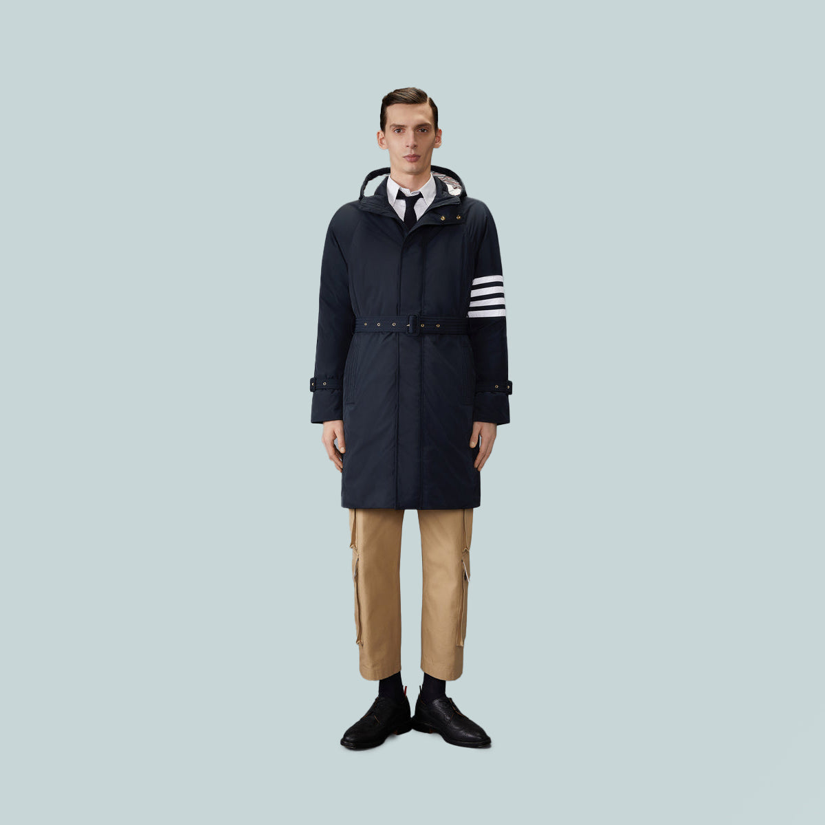 Poly Twill 4-Bar Down Filled Parka Navy