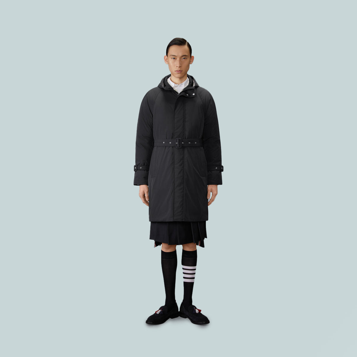 Poly Twill 4-Bar Down Filled Parka Black