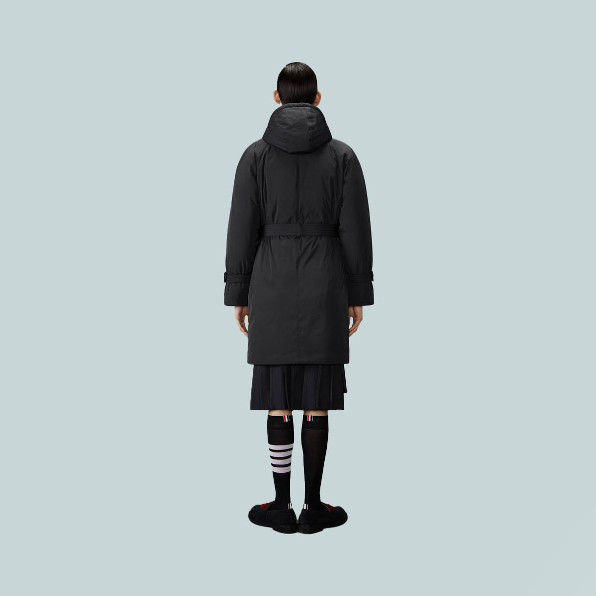 Poly Twill 4-Bar Down Filled Parka Black