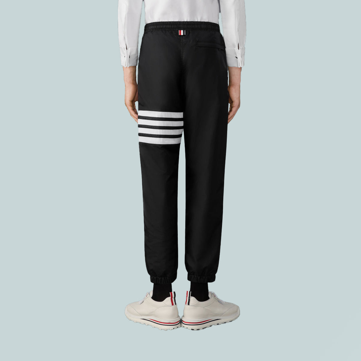 Shiny Ripstop 4-Bar Track Pants Black