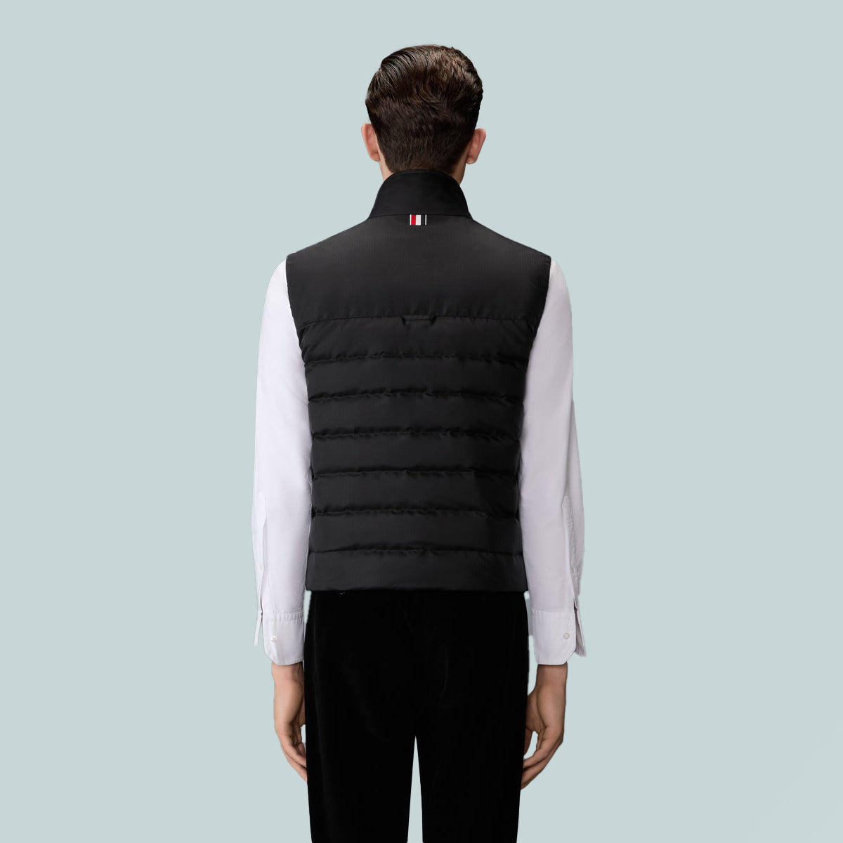 Shiny Ripstop Lightweight Down Filled 4-Bar Vest Black