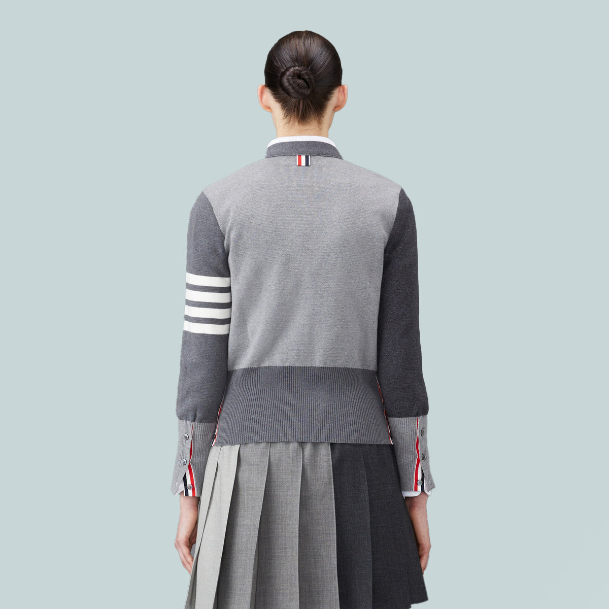 Funmix Crepe 4-Bar Cardigan Grey