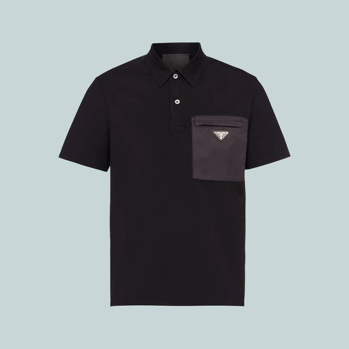 Stretch cotton polo shirt with nylon details