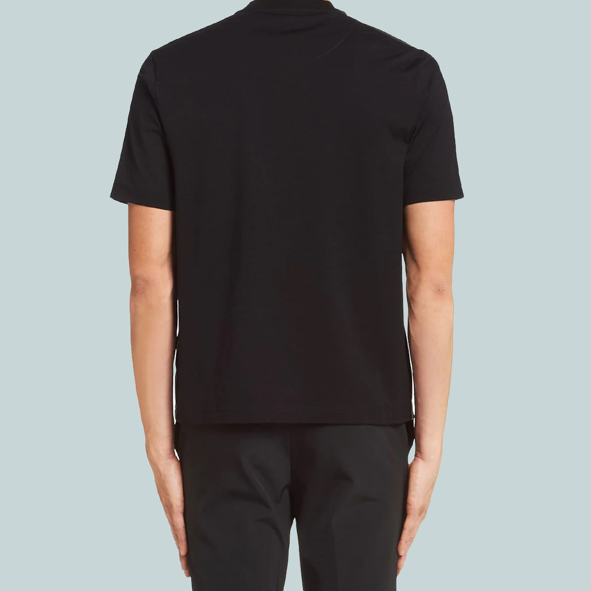 Stretch cotton t-shirt with nylon details