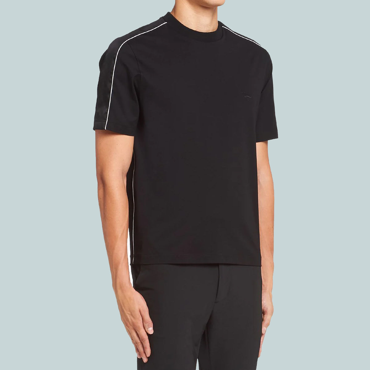 Stretch cotton t-shirt with nylon details