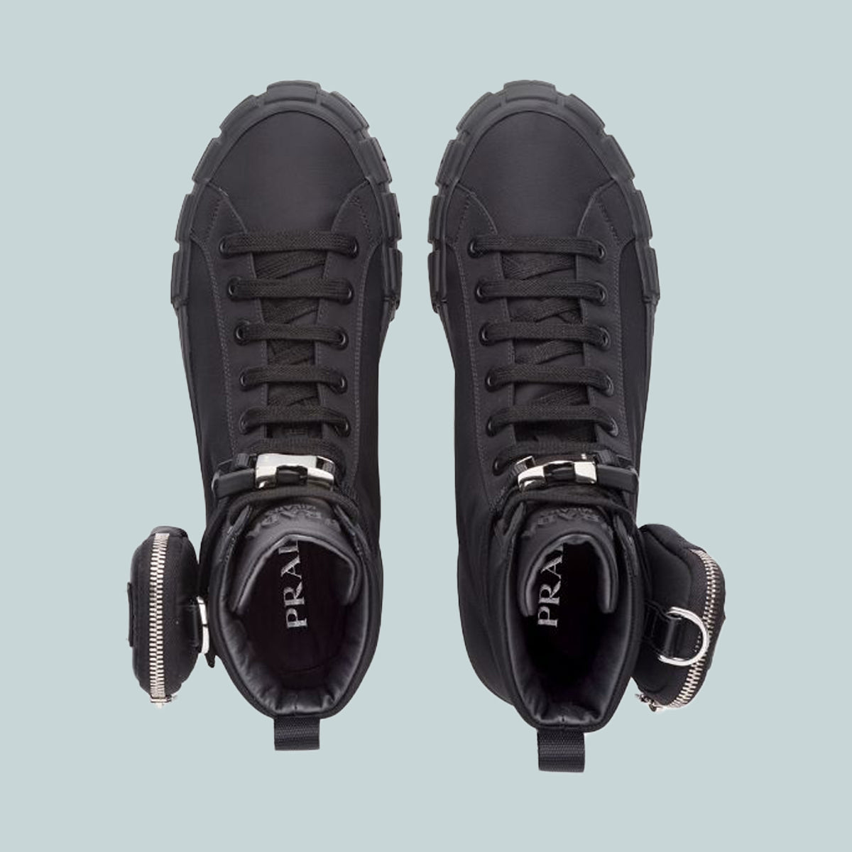 Prada, Wheel re-nylon high top sneakers