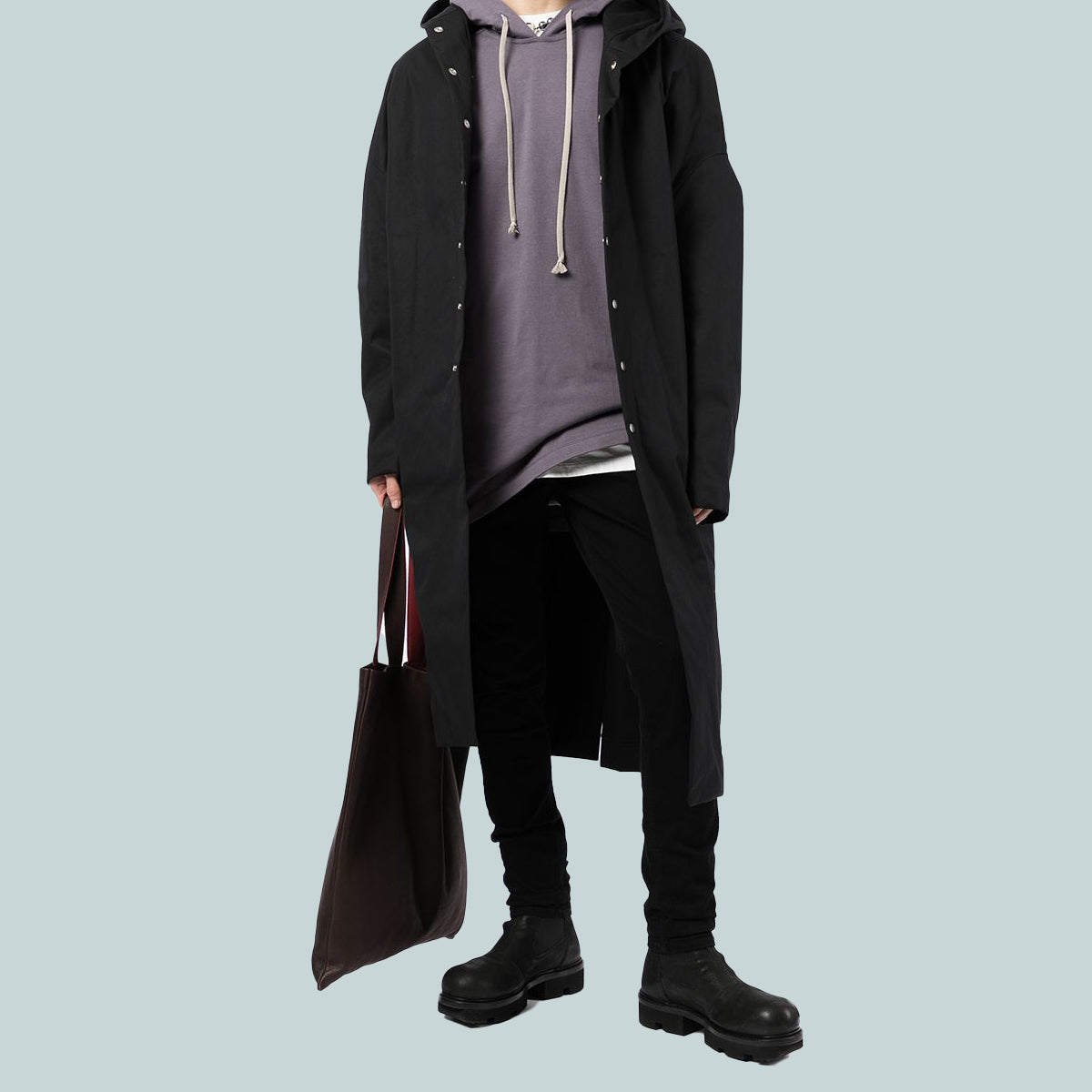 Snap Front Peter Coat Black