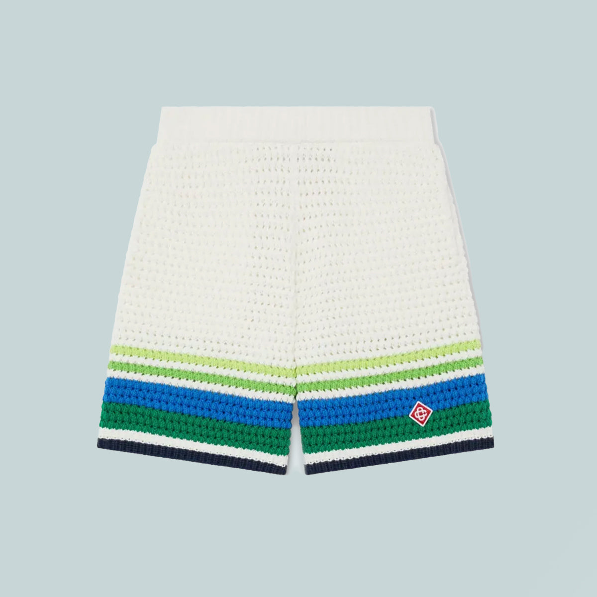 Boys Tennis Stripe Knit Short White / Blue