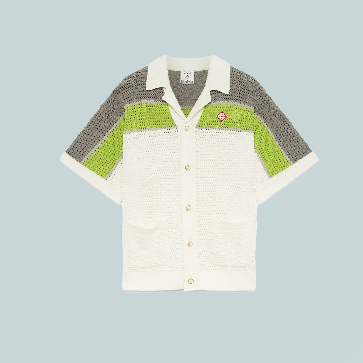 Stripe Crochet Shirt White / Green