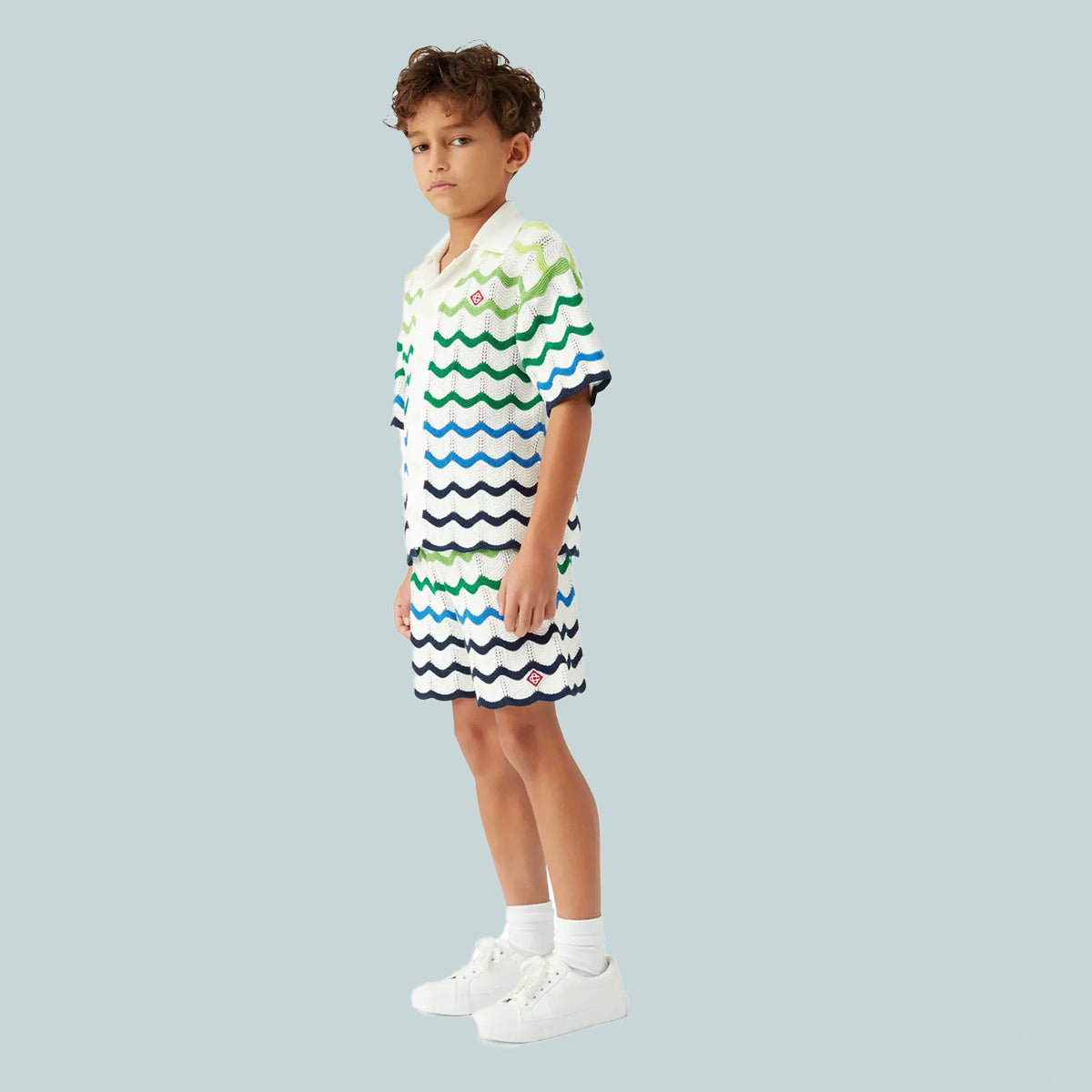 Boys Wave Knit Shirt Gradient Wave