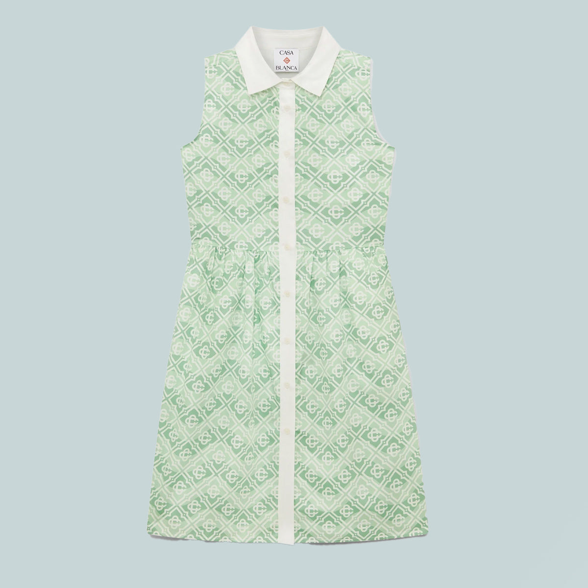 Girls Wavy Monogram Dress Green