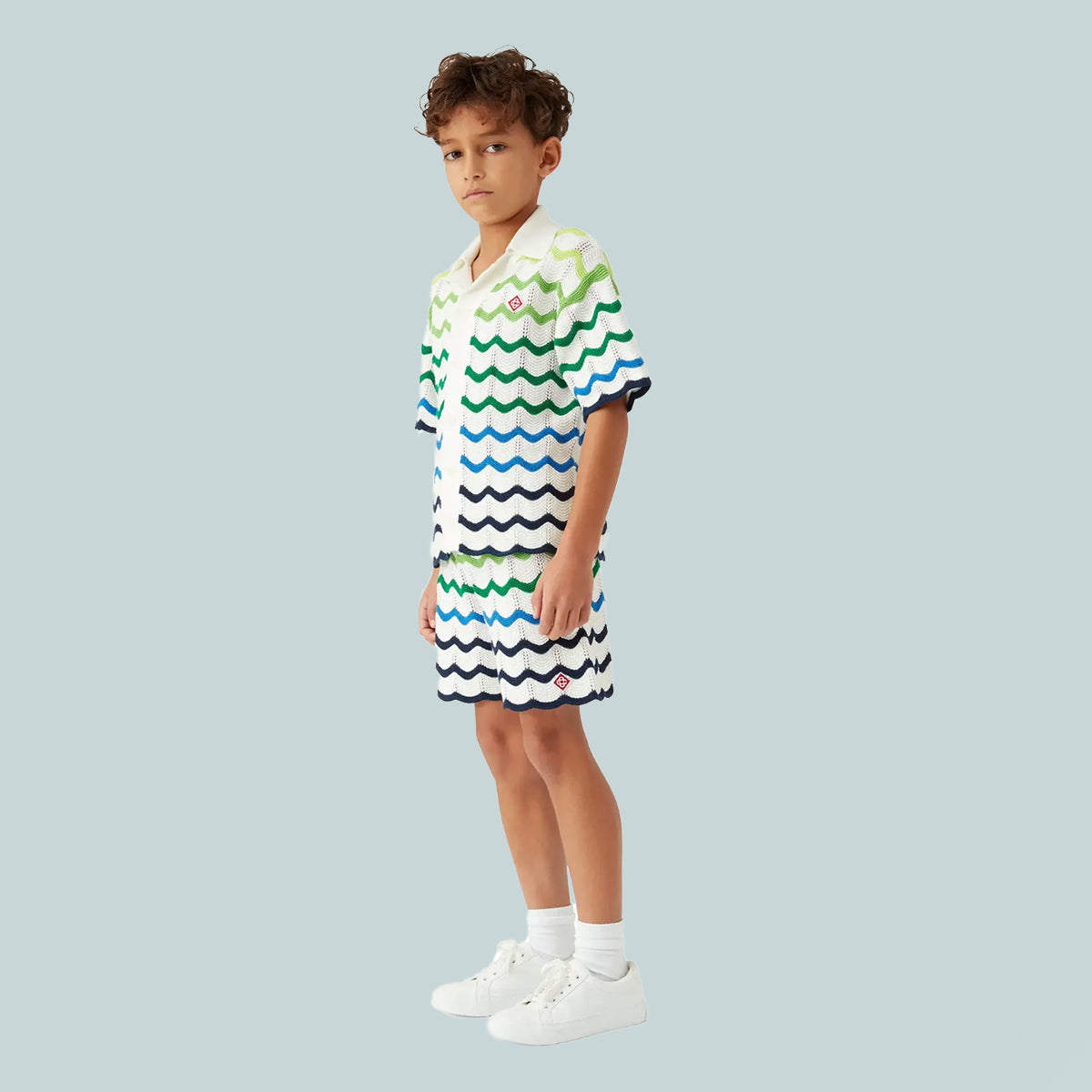 Boys Wave Knit Short Gradient Wave