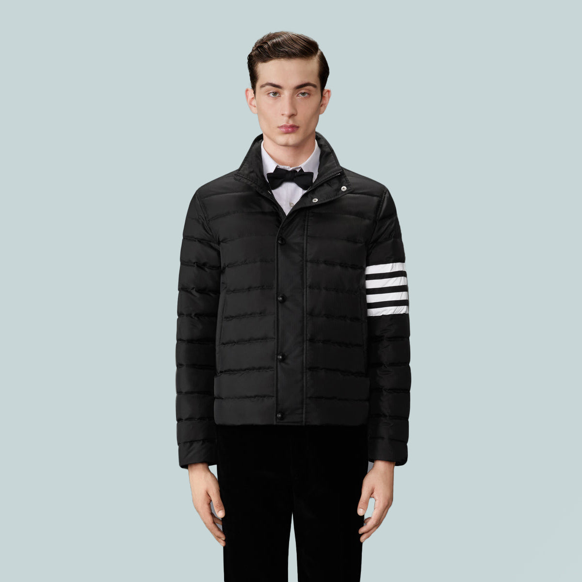 Shiny Ripstop Lightweight Down Filled 4-Bar Jacket Black