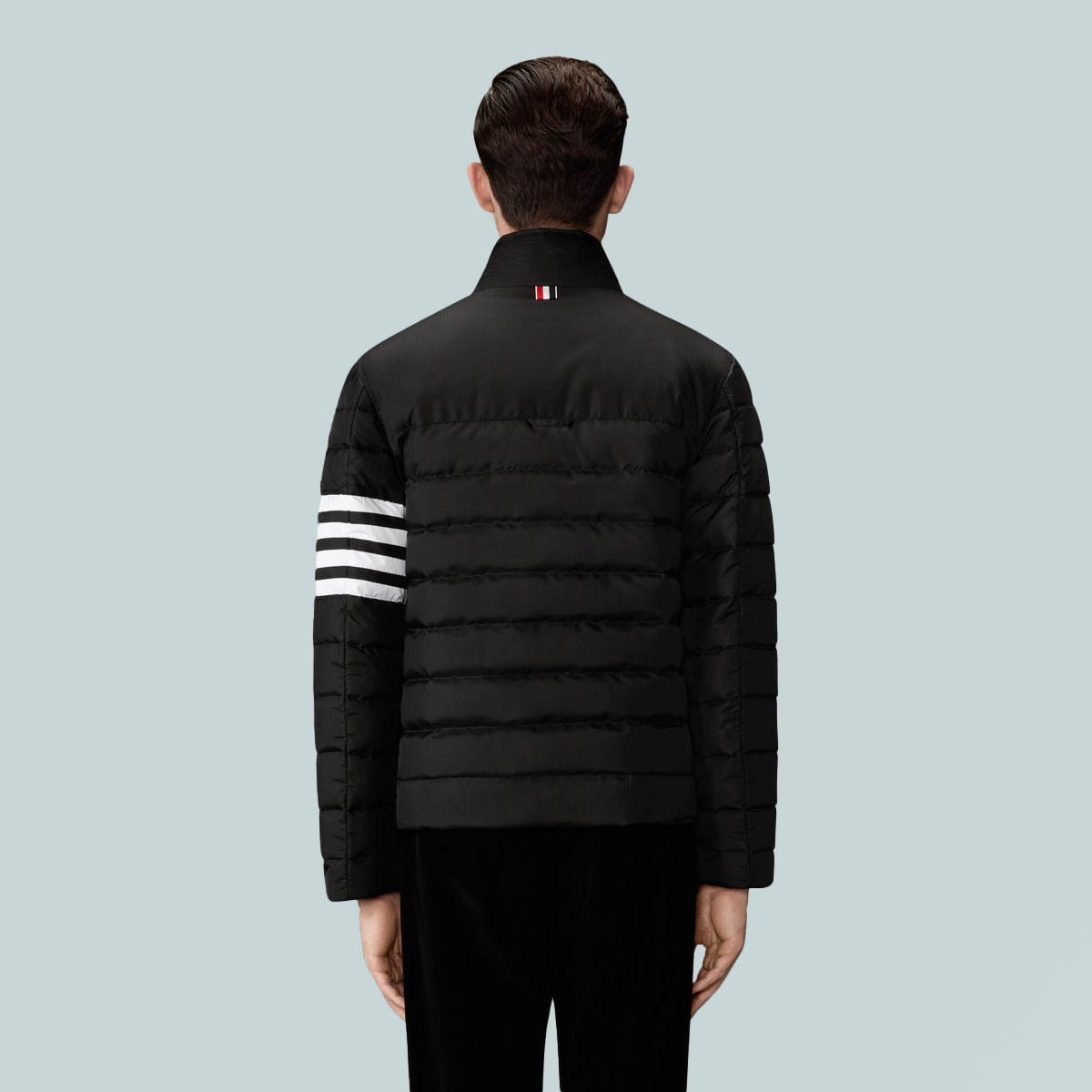 Shiny Ripstop Lightweight Down Filled 4-Bar Jacket Black