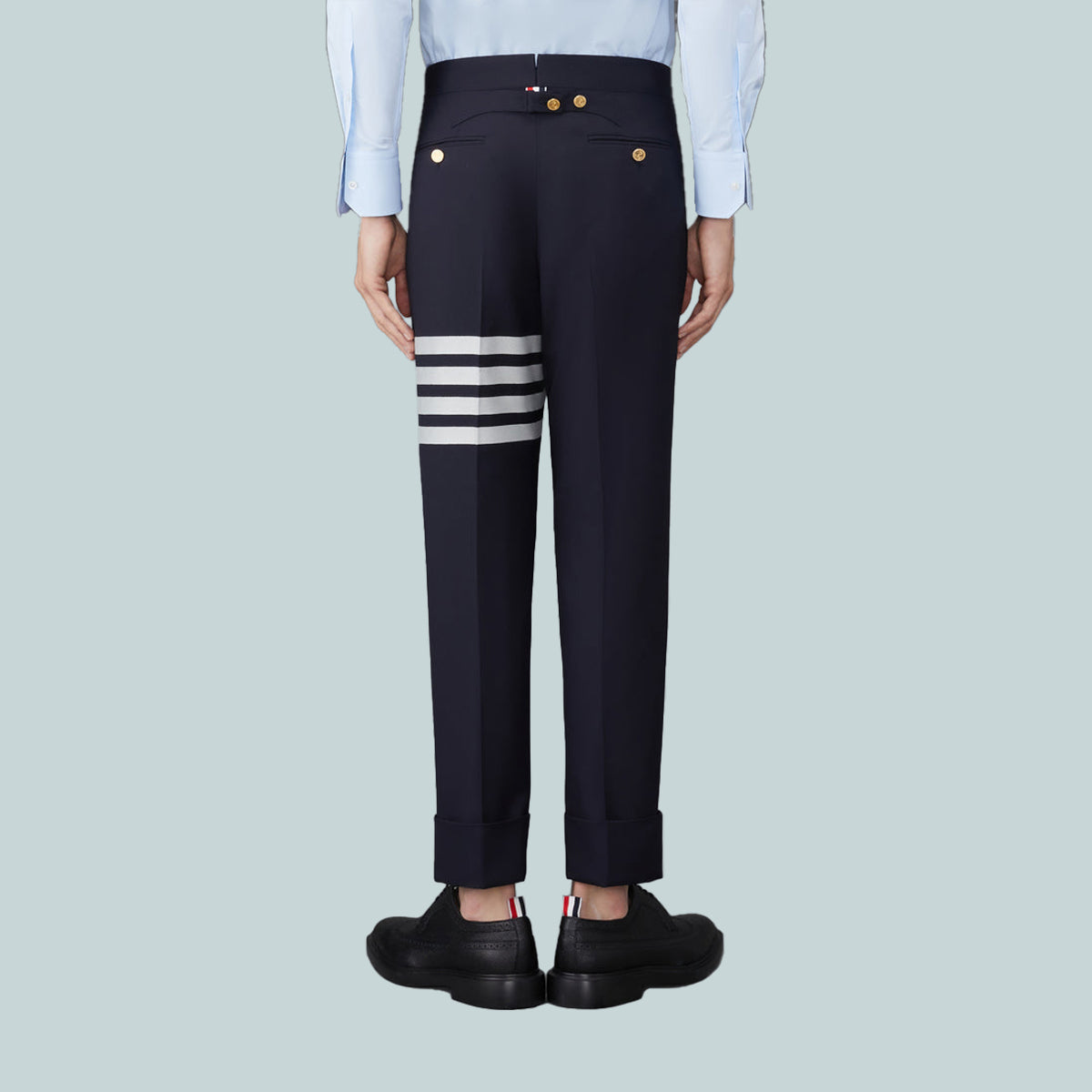 Plain Weave 4-Bar Trousers Navy