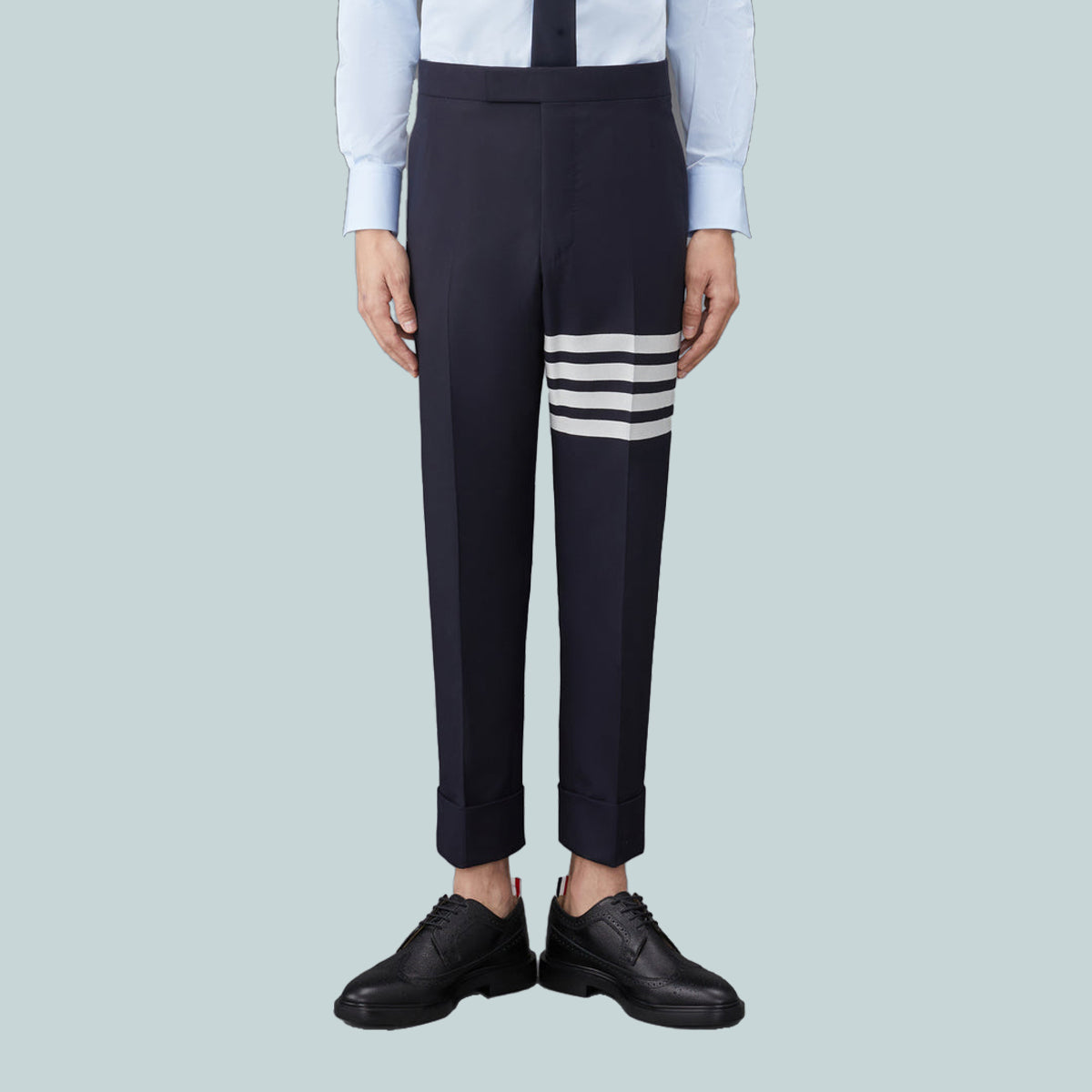 Plain Weave 4-Bar Trousers Navy