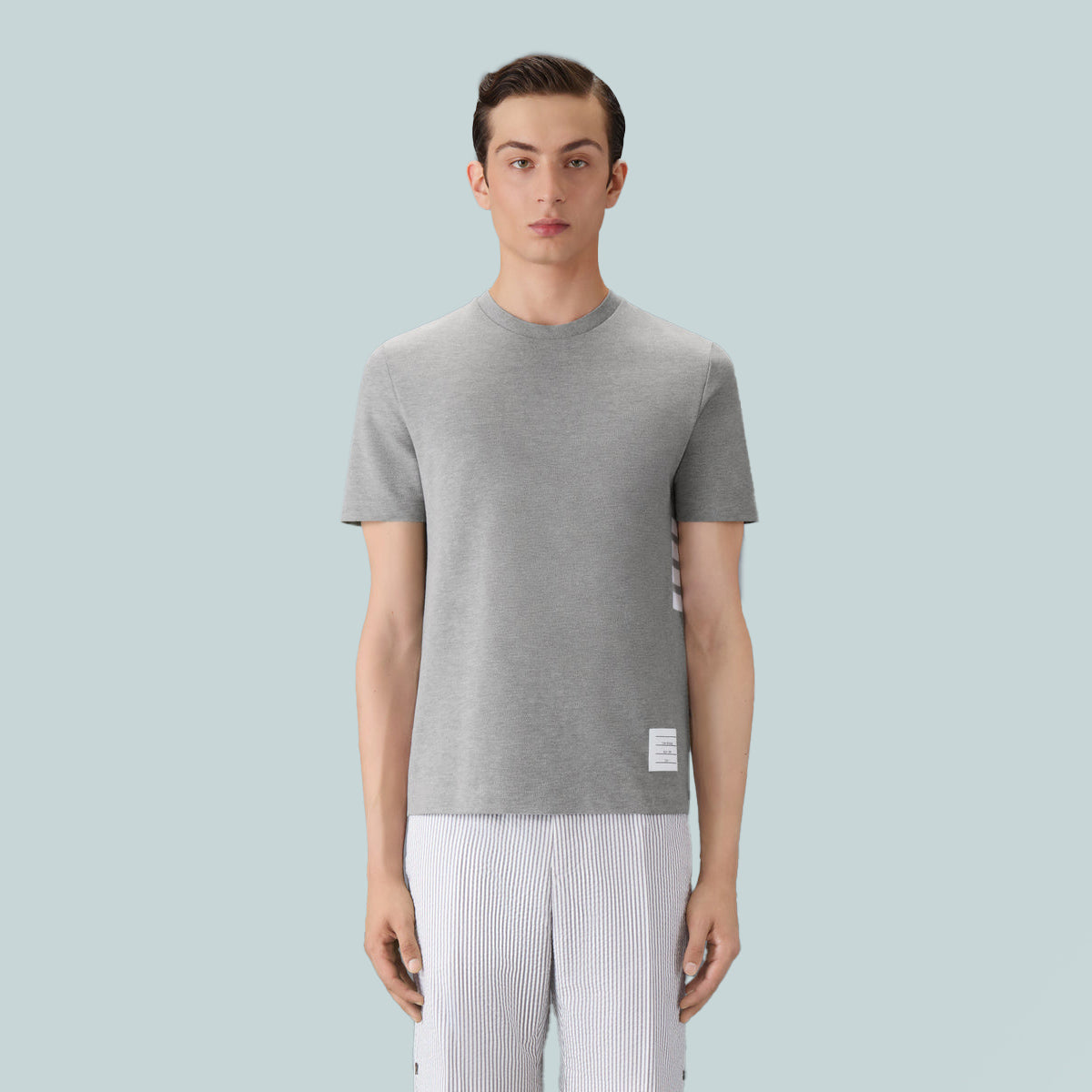 Classic Pique 4-Bar T-Shirt Grey