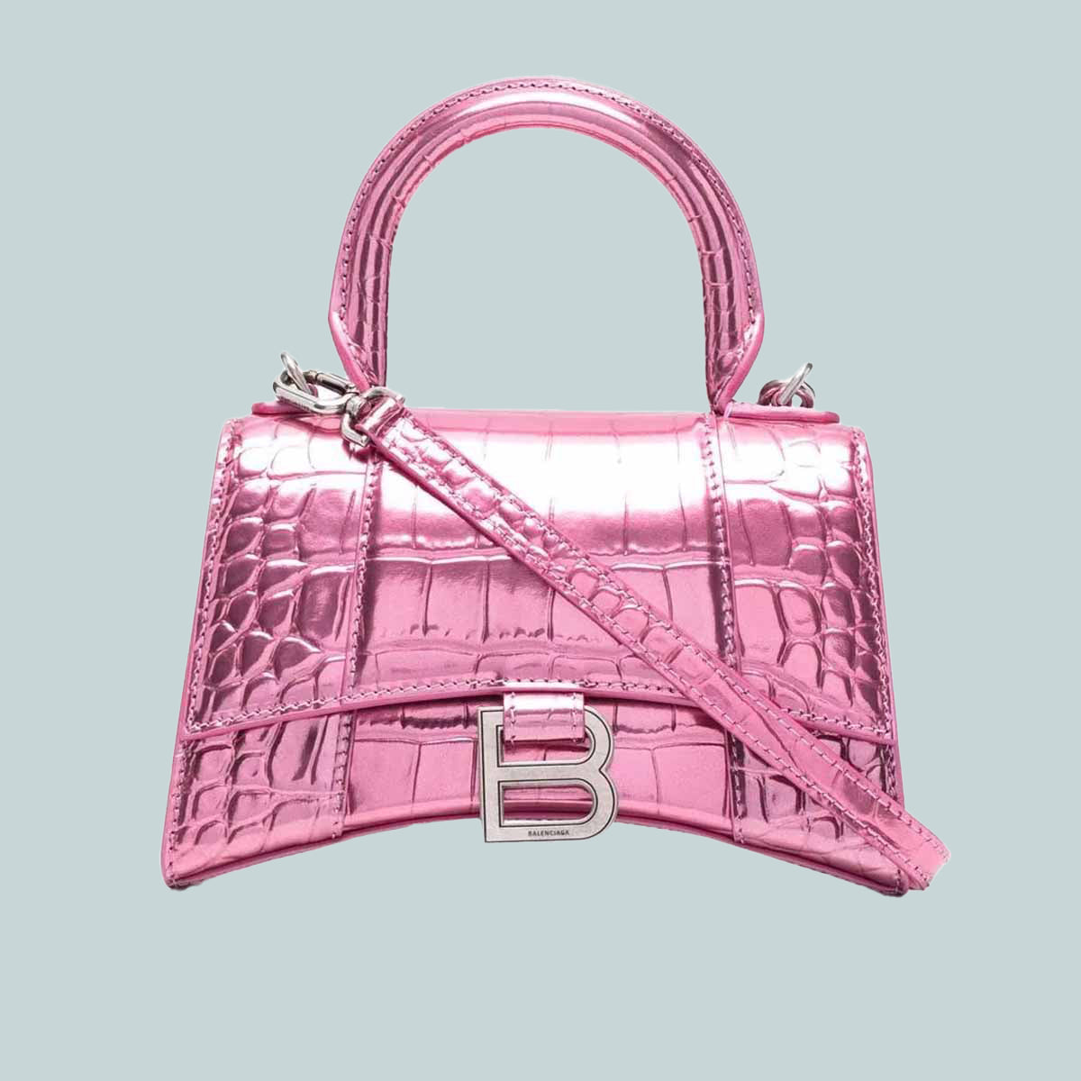 Hourglass Xs Handbag Metallic Pink