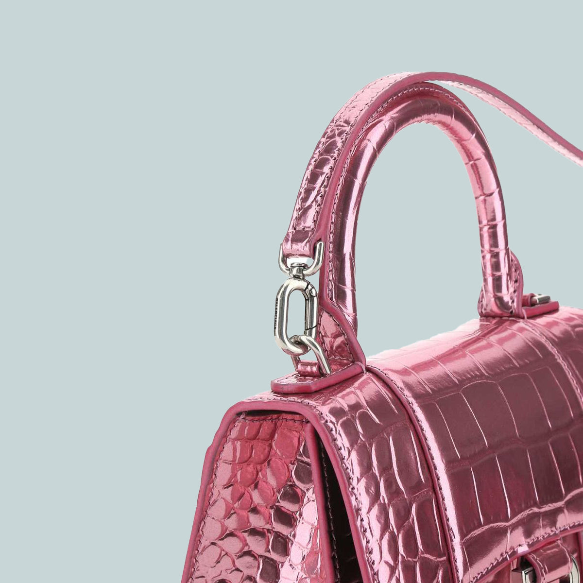 Hourglass Xs Handbag Metallic Pink