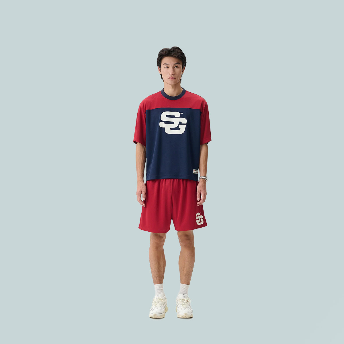 Contrast Mesh Top - Sceptre Red/Maritime Blue