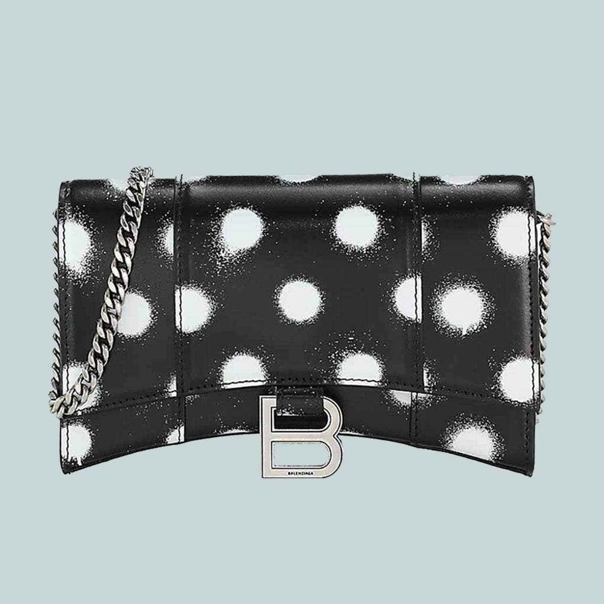 Hourglass wallet w/ chain Sprayed Polka Dots Printed