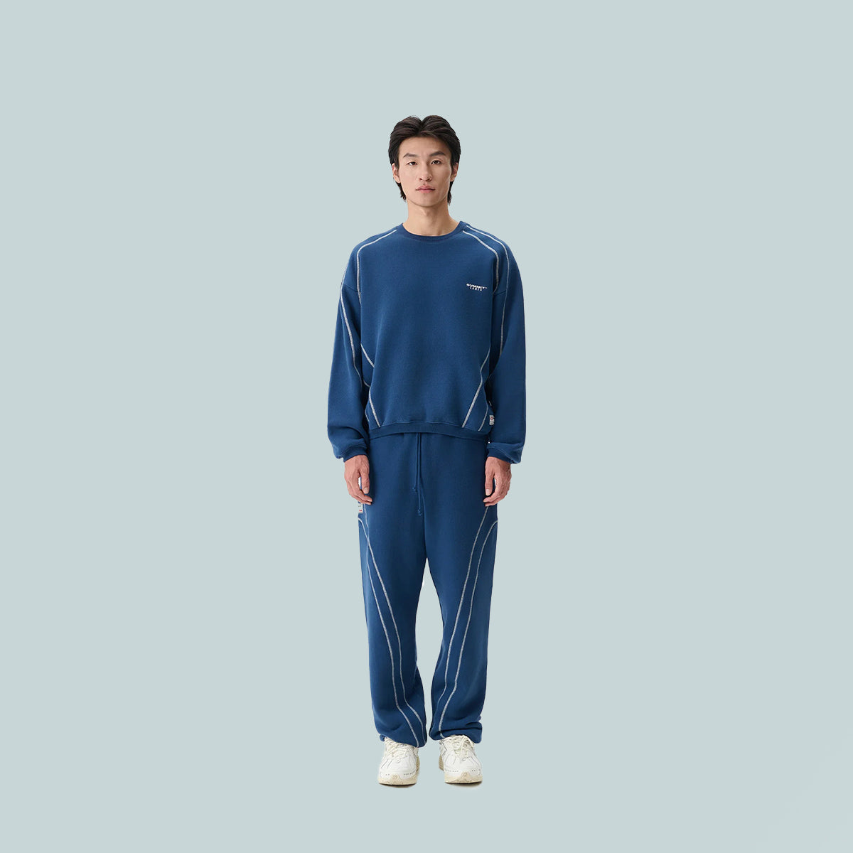 Piped Crewneck Sweatshirt - Maritime Blue