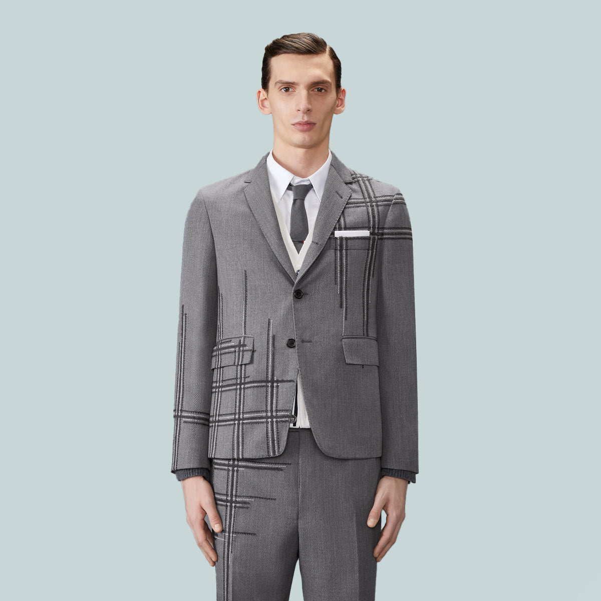 Unconstructed Wool School Uniform Sportcoat Grey