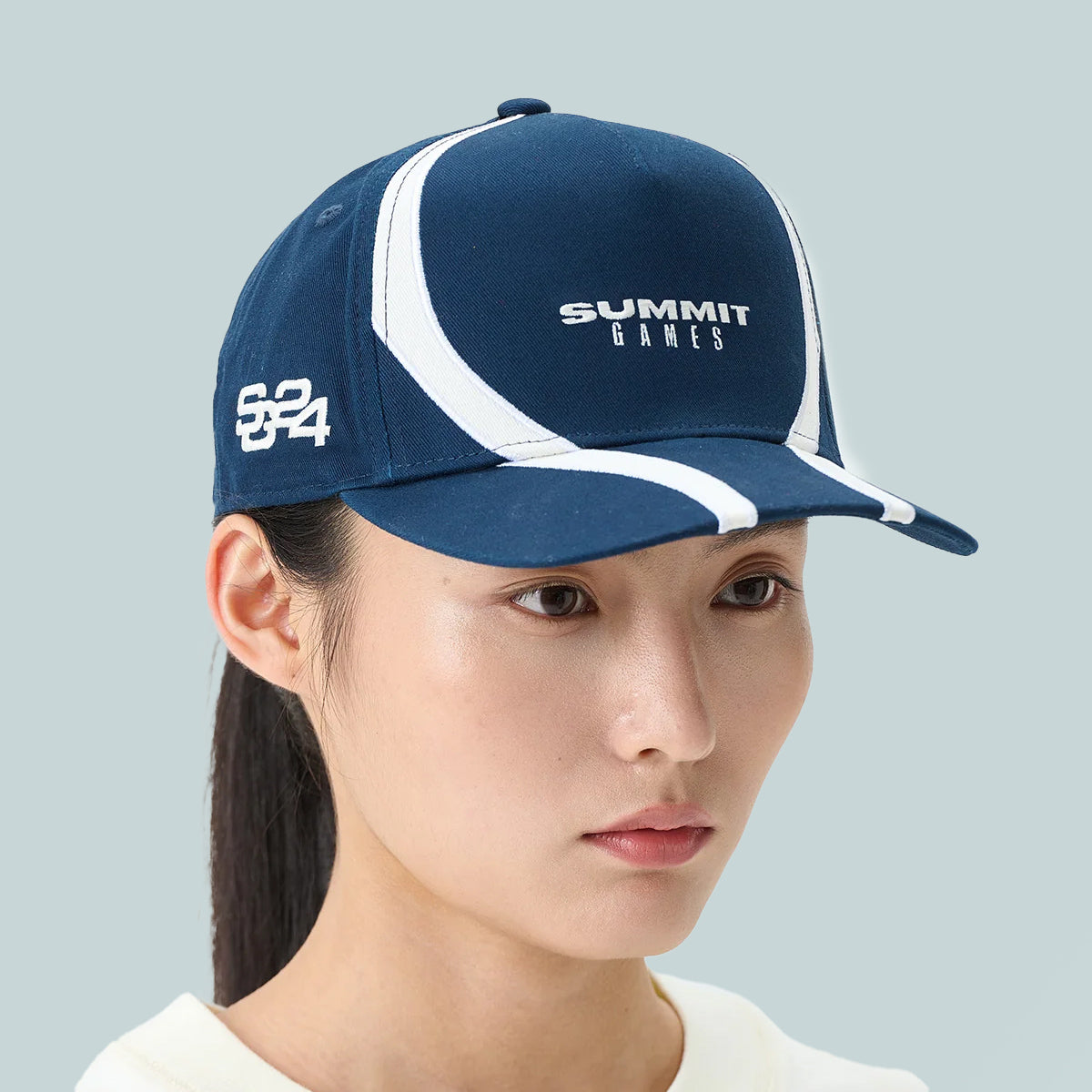 Contrast Panel Baseball Cap - Maritime Blue