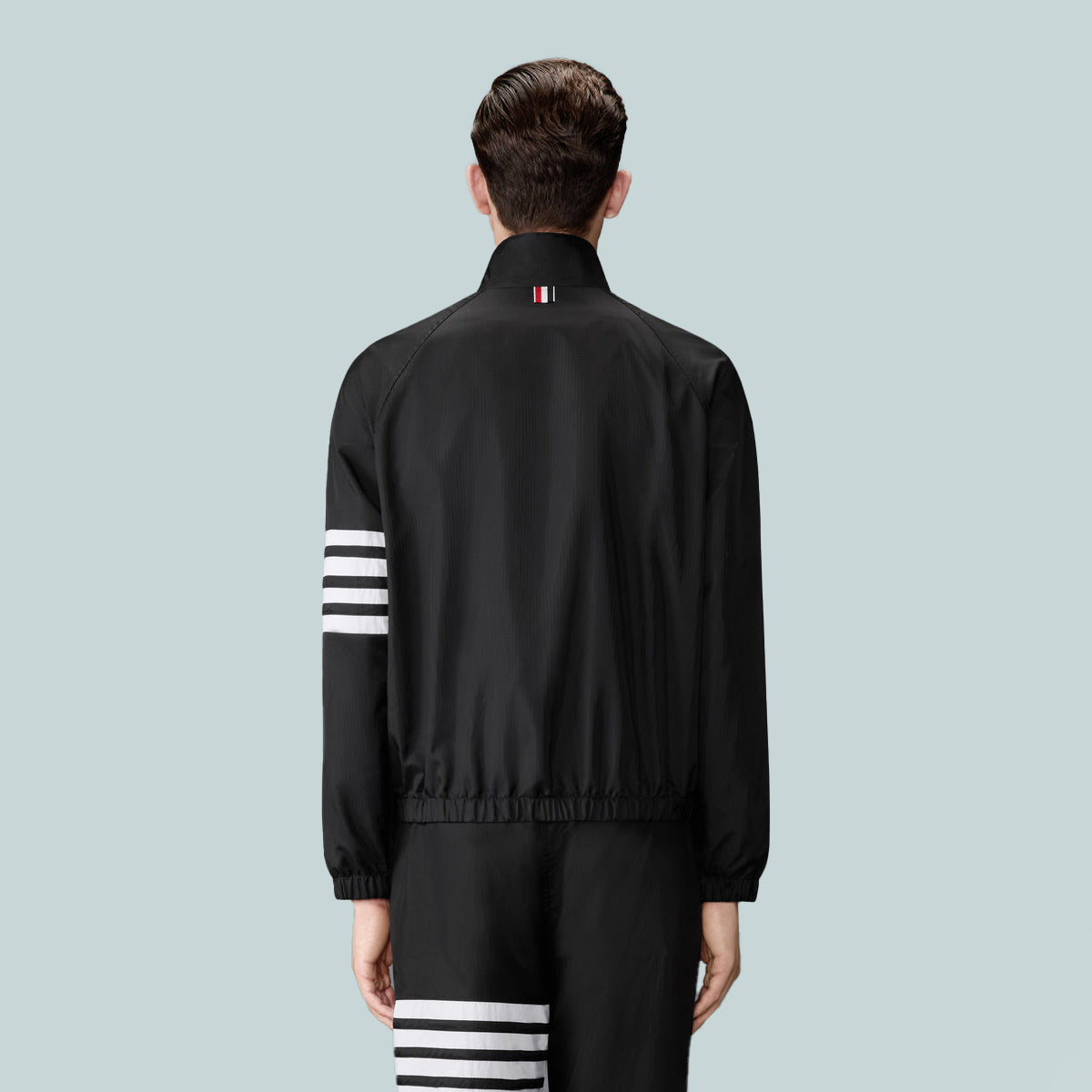 Shiny Ripstop Raglan 4-Bar Track Jacket Black