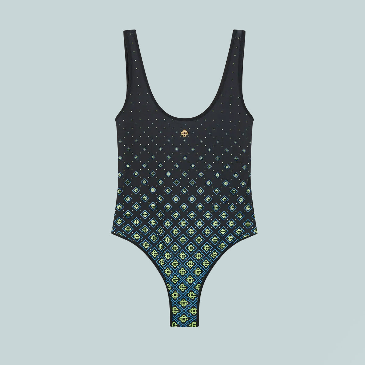 Degrade Monogram Printed Swimsuit Black