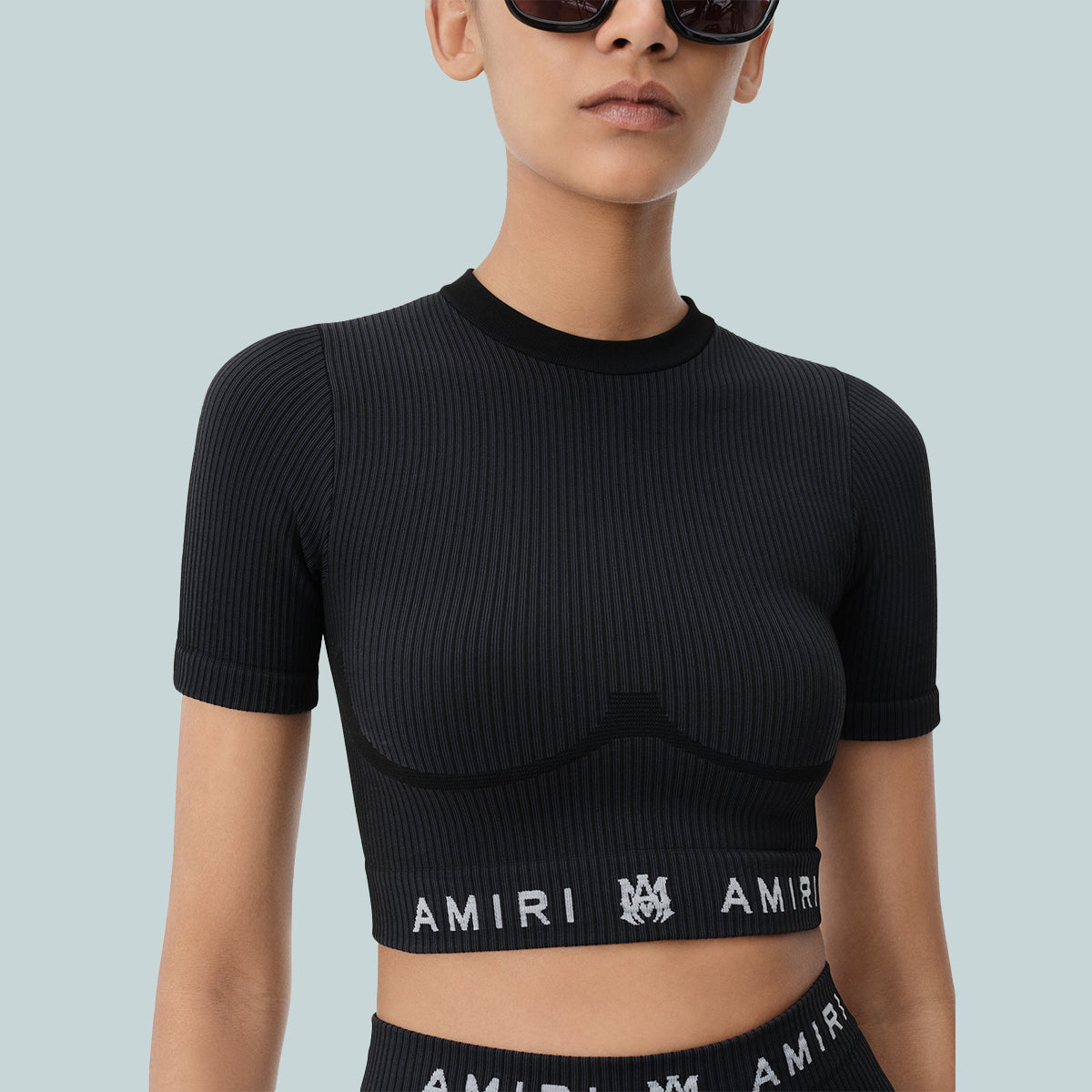 MA Ribbed Seamless S/S Top Black