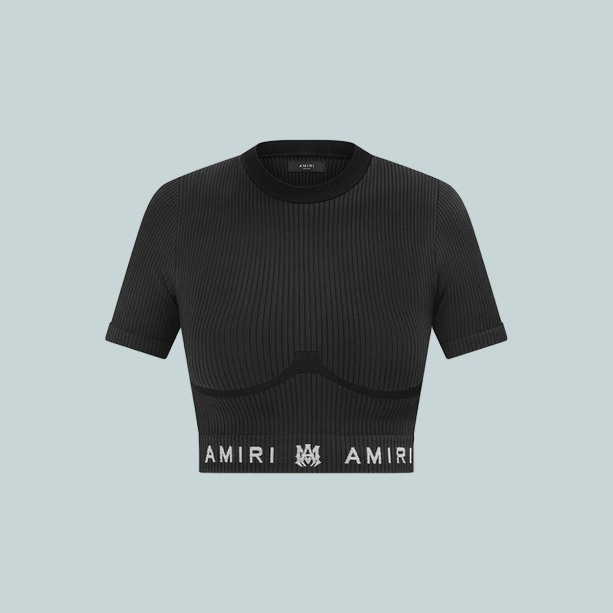 MA Ribbed Seamless S/S Top Black