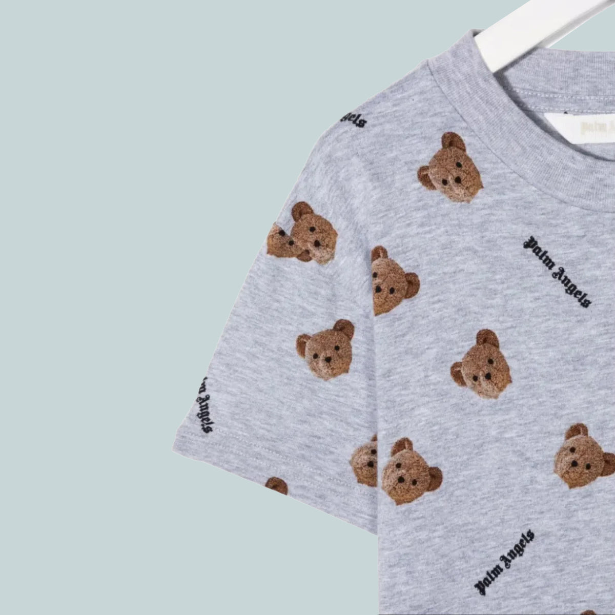 Kids bear print tee shirt grey