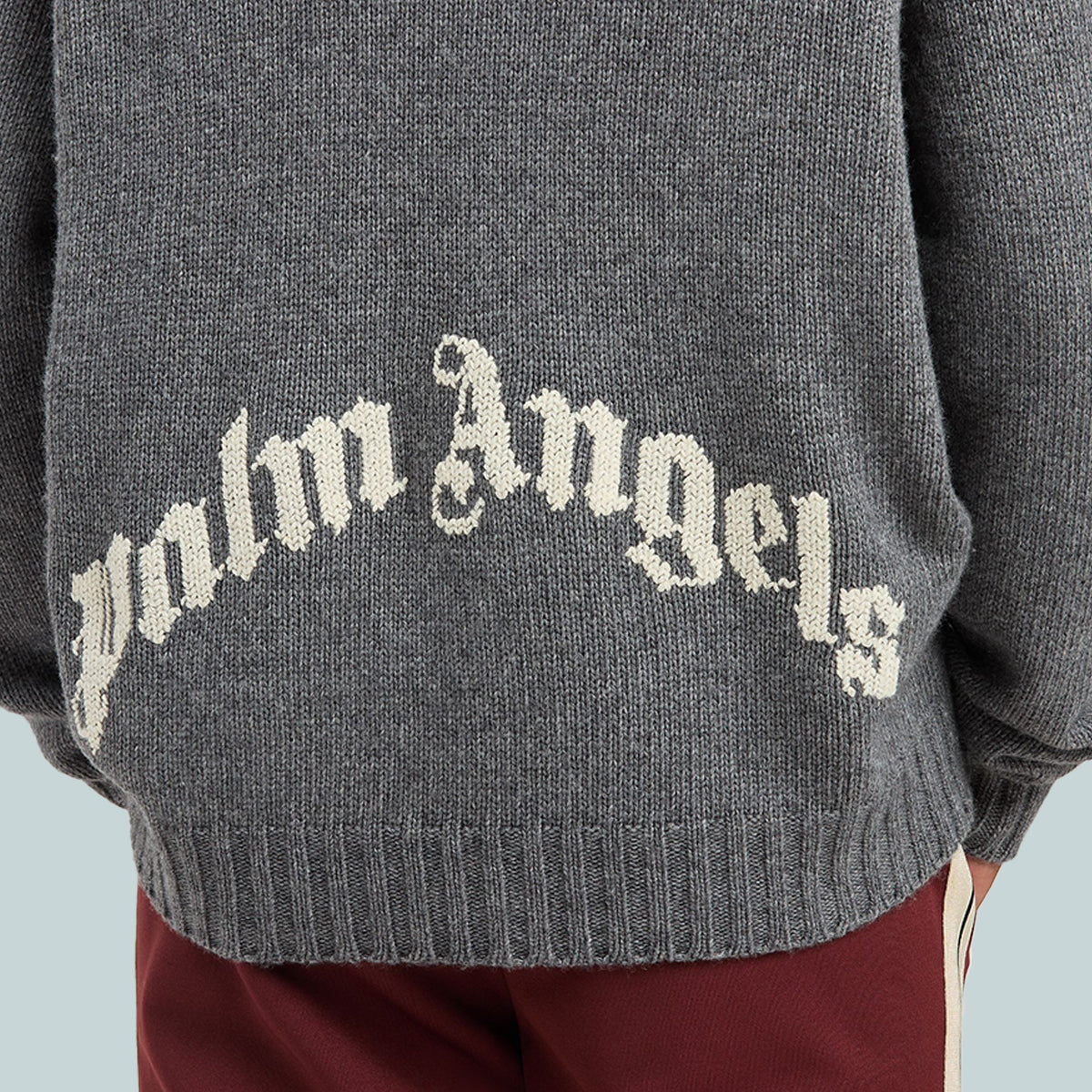 Curved Logo Sweater Grey Melange / White