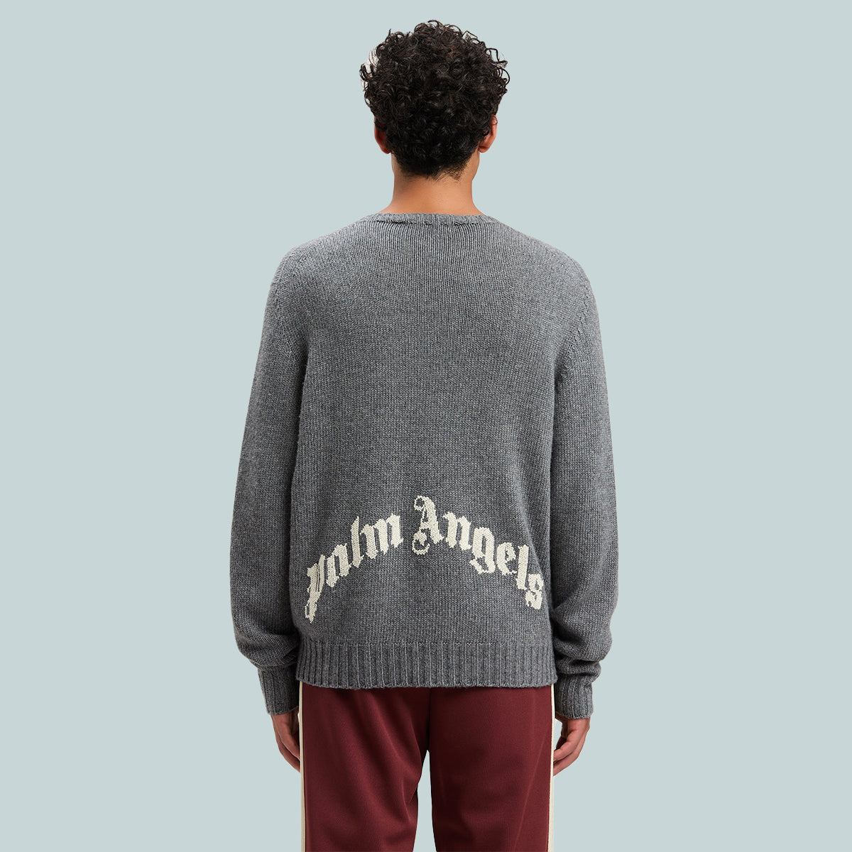 Curved Logo Sweater Grey Melange / White