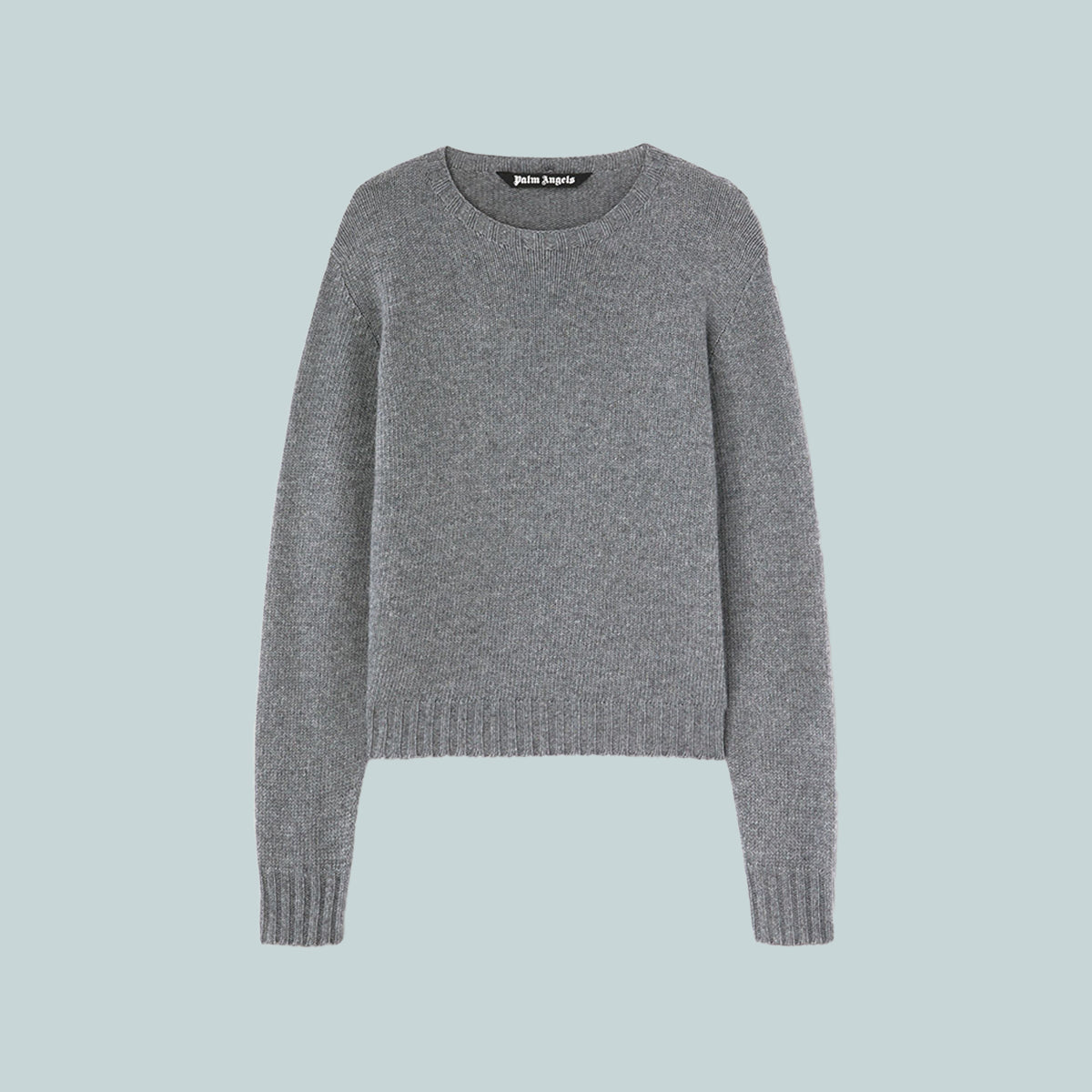 Curved Logo Sweater Grey Melange / White