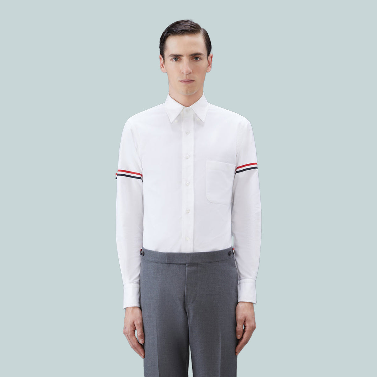 White Oxford Grosgrain Armband Shirt White