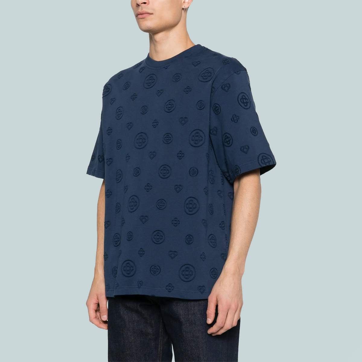 Applique Monogram Oversized T-Shirt Navy