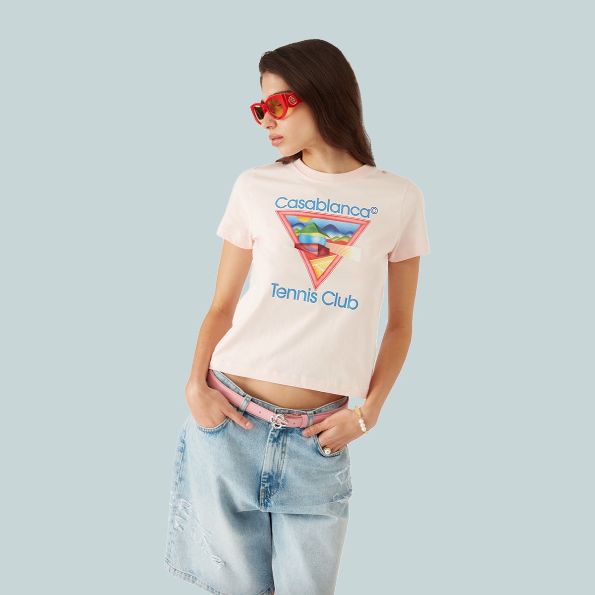 Women's Tennis Club Icon Printed Fitted T-Shirt Pink