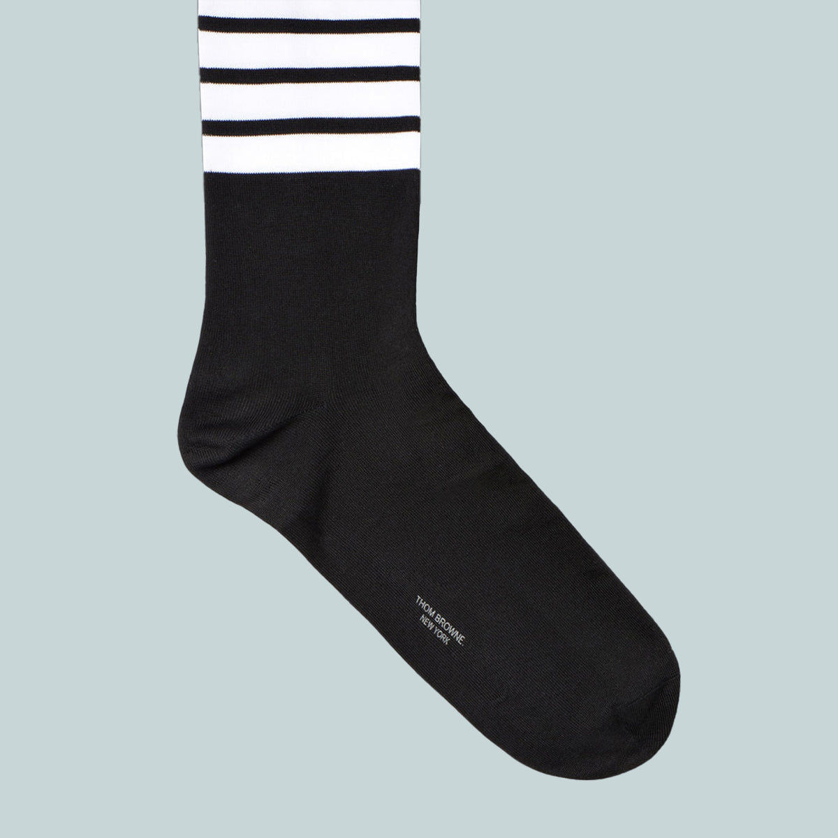 Lightweight Cotton 4-bar Mid Calf Socks Black