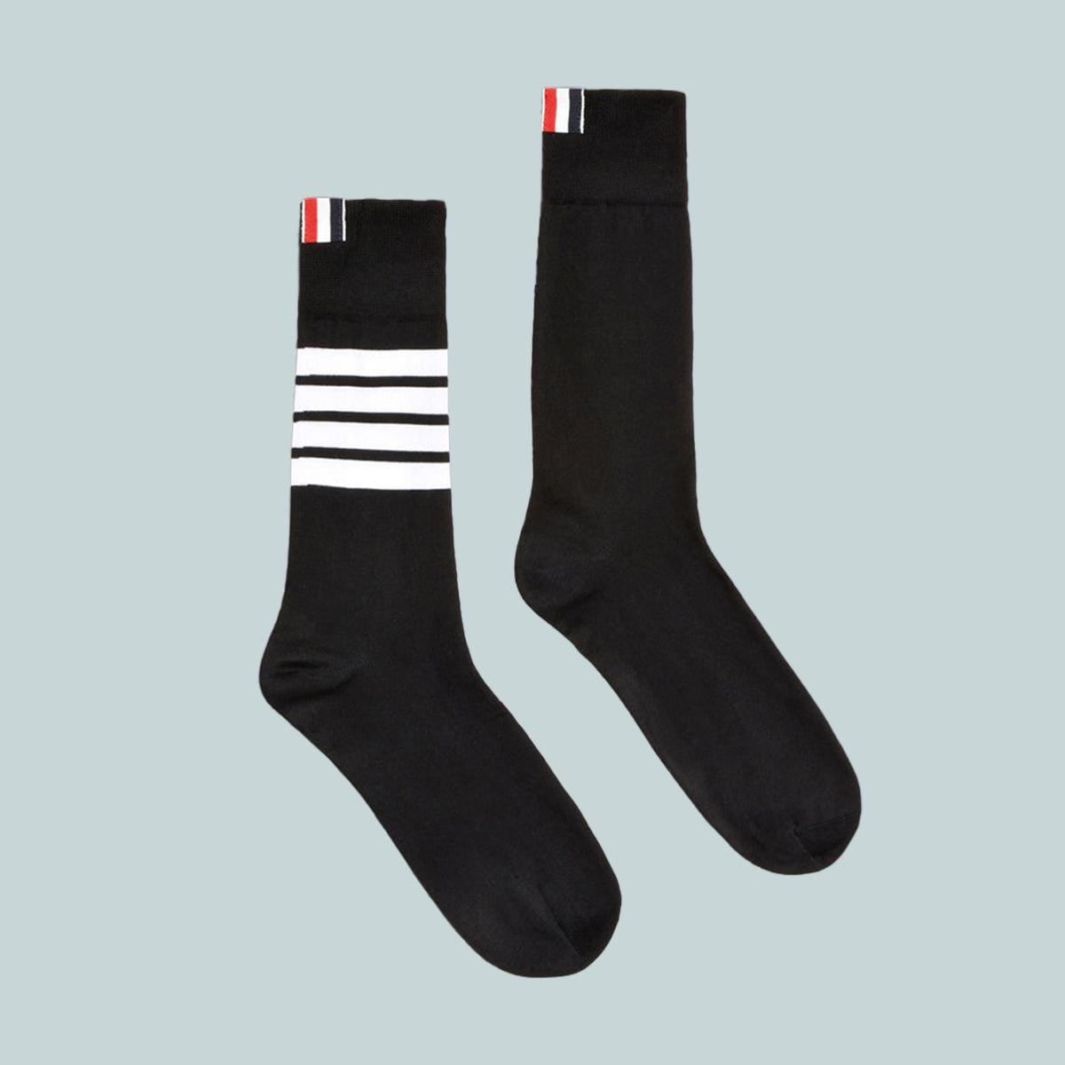 Lightweight Cotton 4-bar Mid Calf Socks Black