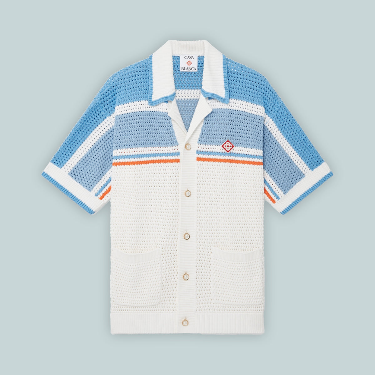 Cotton Tennis Crochet Shirt Blue