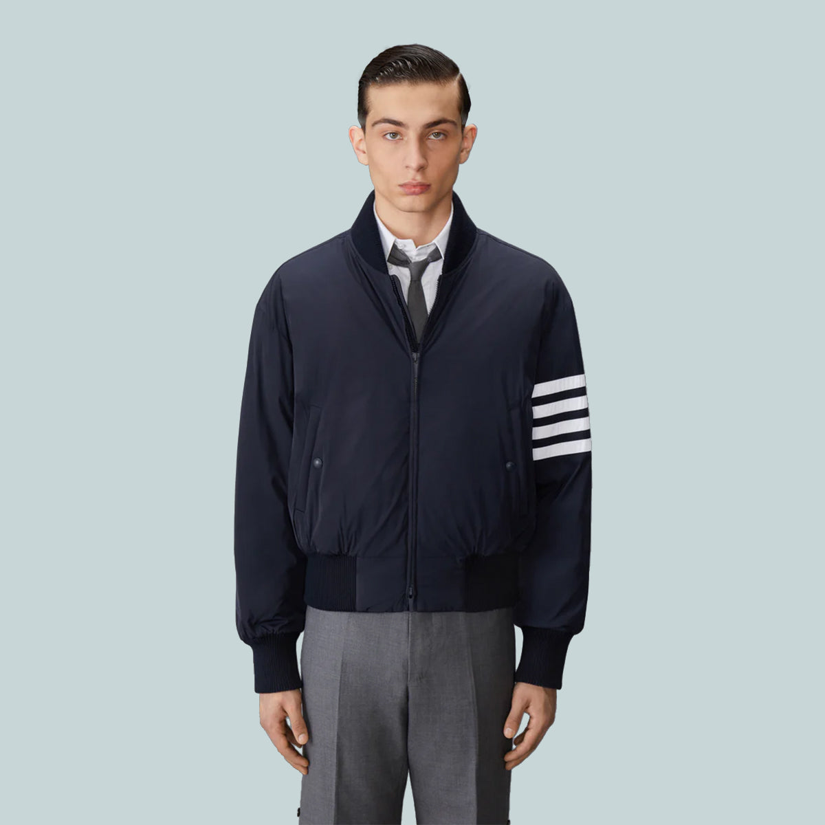 4-Bar Oversized Down Blouson Jacket Navy