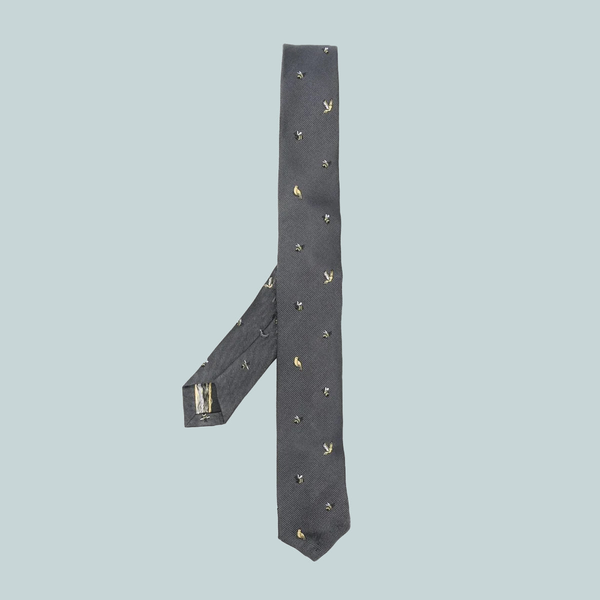 Birds And Bees Jacquard Classic Tie Grey