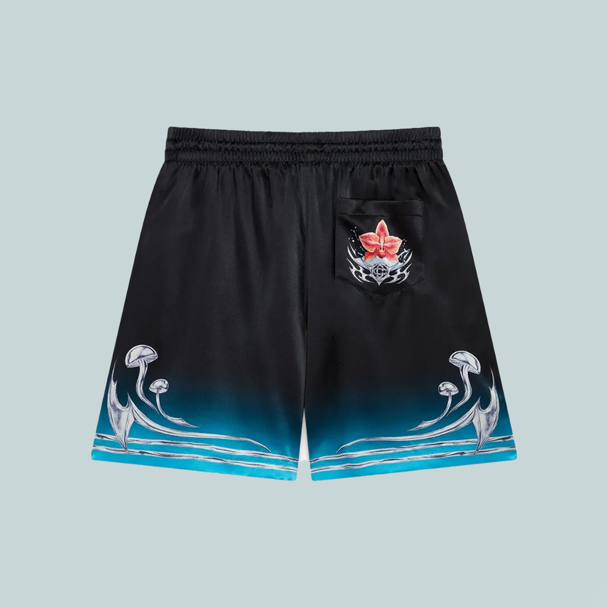 Drawstring Silk Shorts Blades Black