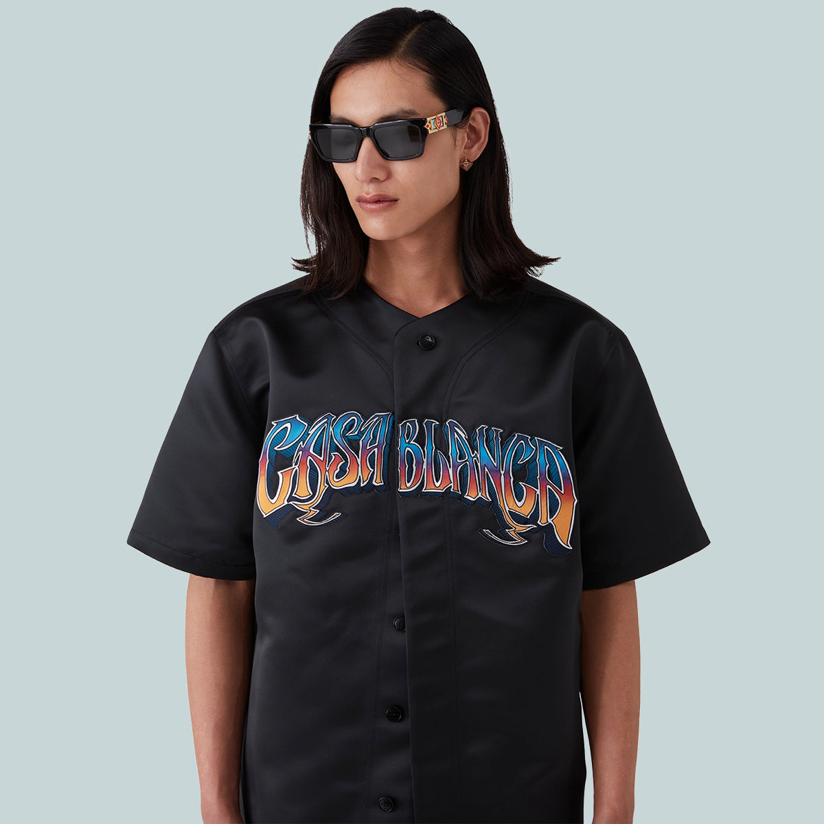 Gothic Short Sleeve Baseball Shirt Black