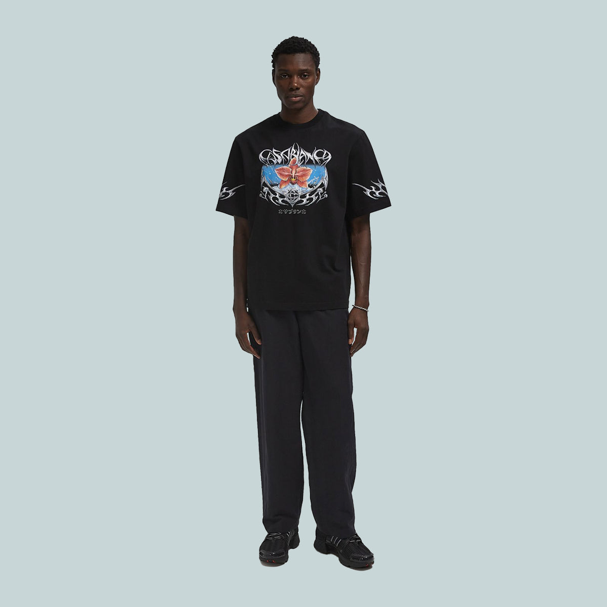 Blades Printed Oversized T-Shirt Black