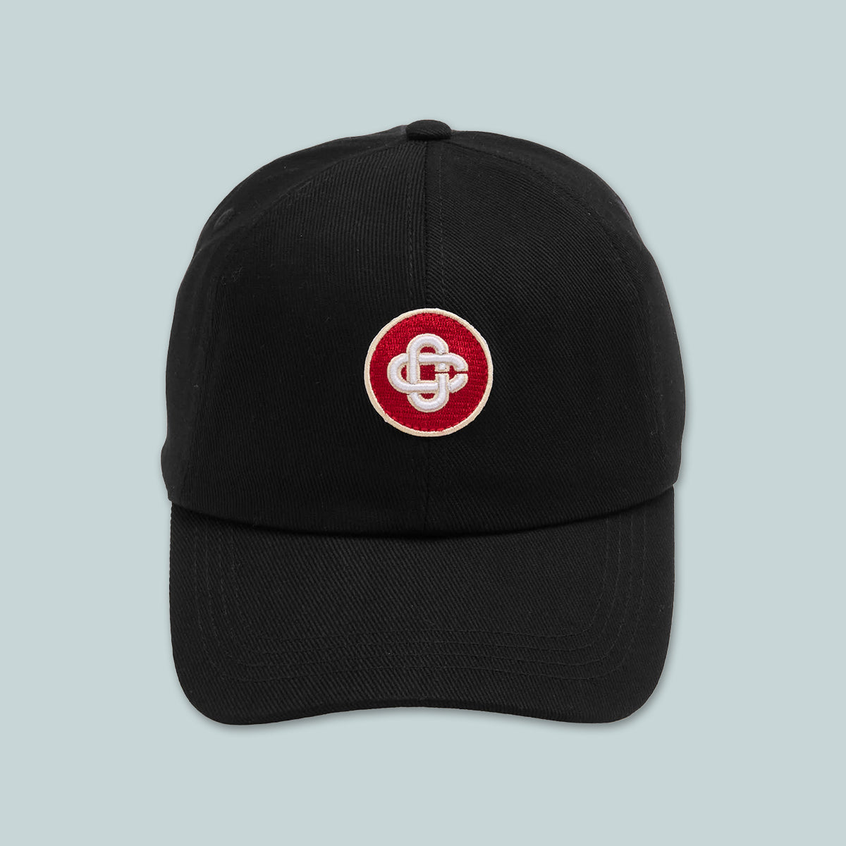 Casablanca Logo Round Embroidered Patch Cap Black