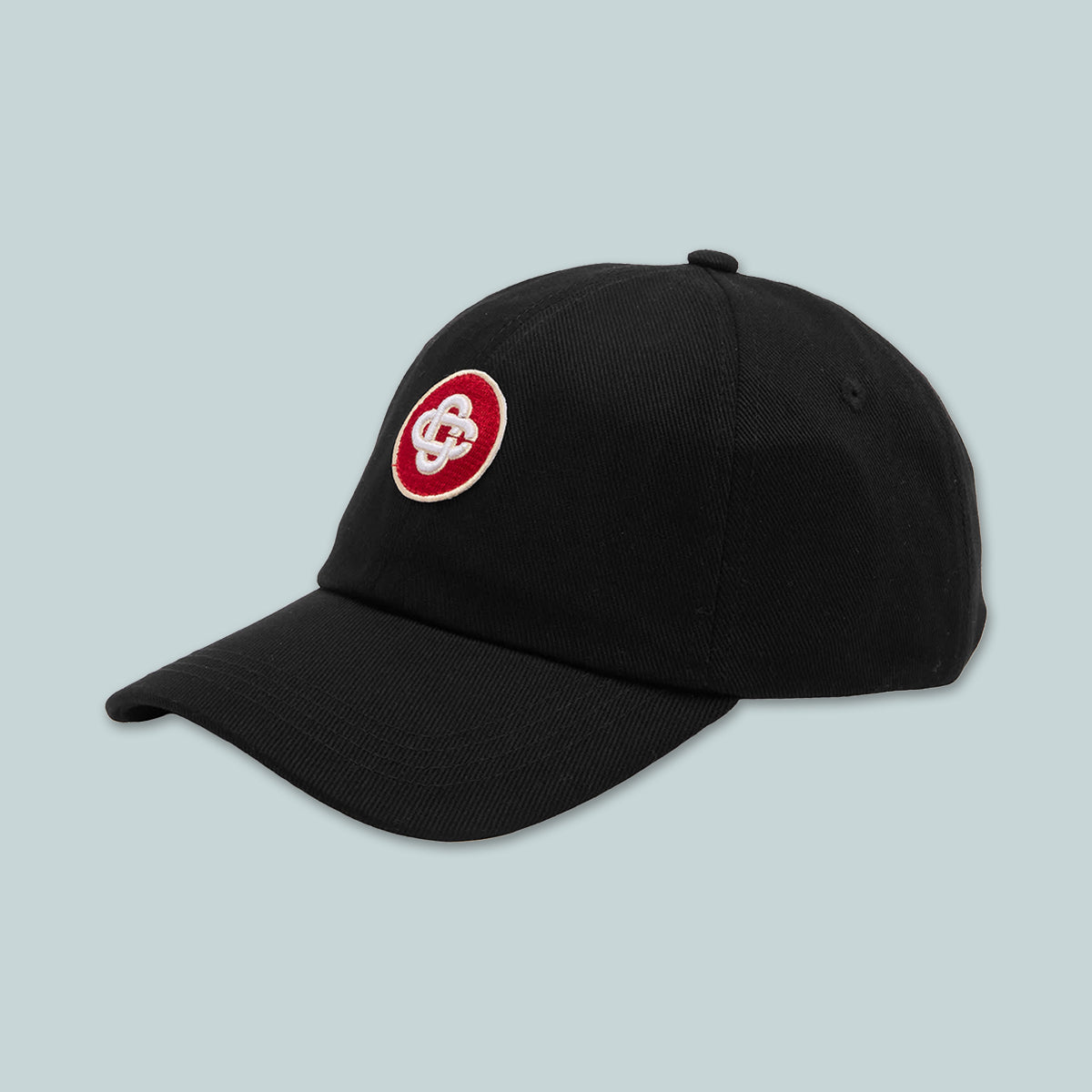 Casablanca Logo Round Embroidered Patch Cap Black