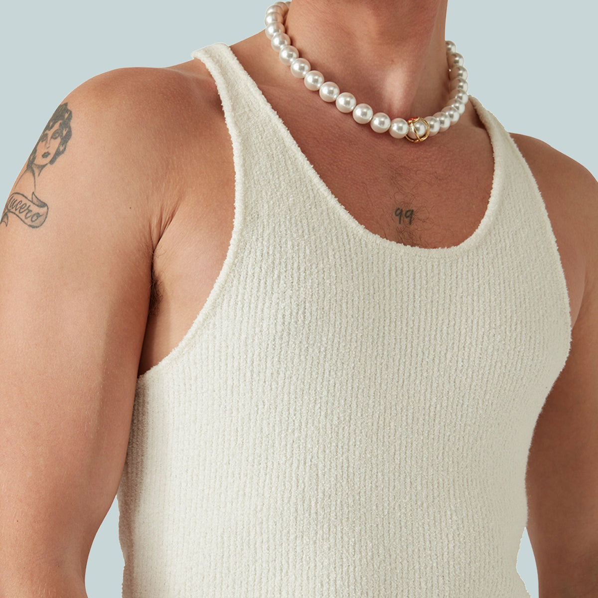 Boucle Rib Tank White